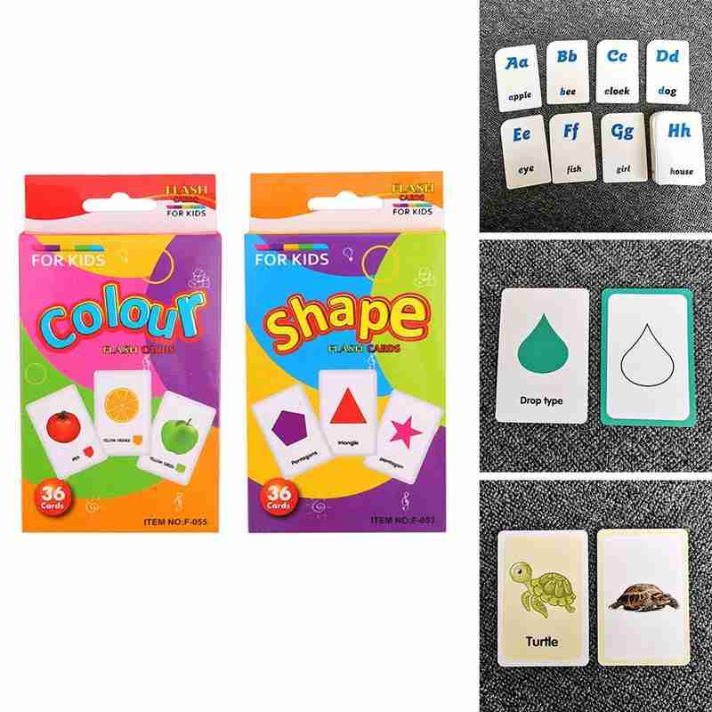 36Pcs Children Recognition Shape Animal Color Teaching Card Cognitive Flash Puzzle Infant Kids Early Education Learning Toys Set