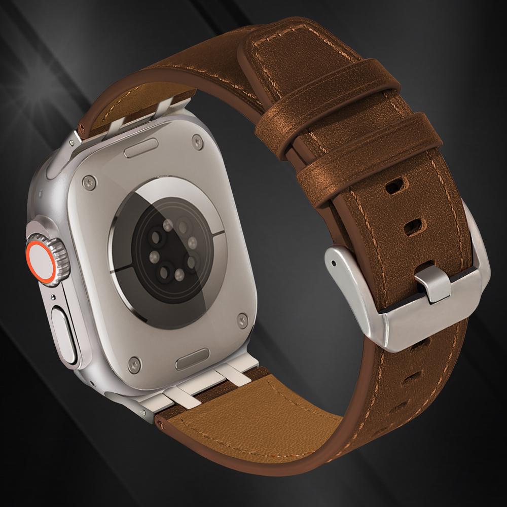 Leather Band for Apple Watch Ultra 2 49mm Series 10 46mm Luxury Strap Sports Bracelet for iWatch 10 9 8 7 6 5 4 SE ultra 44 45mm