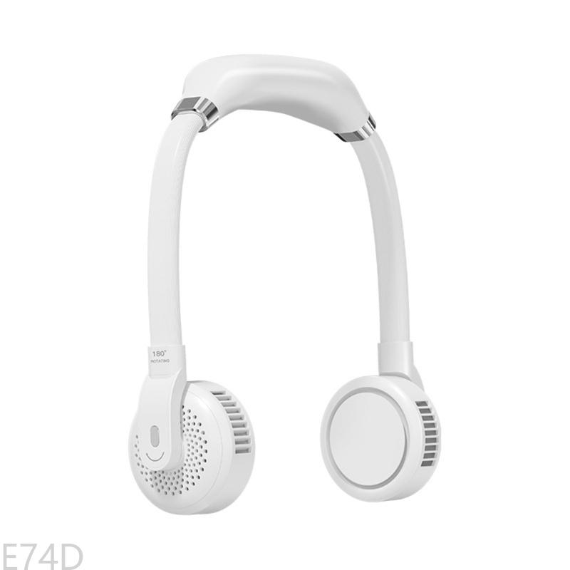 E74D Higher Energy Density USB Type-c Mini Hanging Neck Fan Three-speed Adjustable Mute Neck Dual Fan Home Office Bladeles