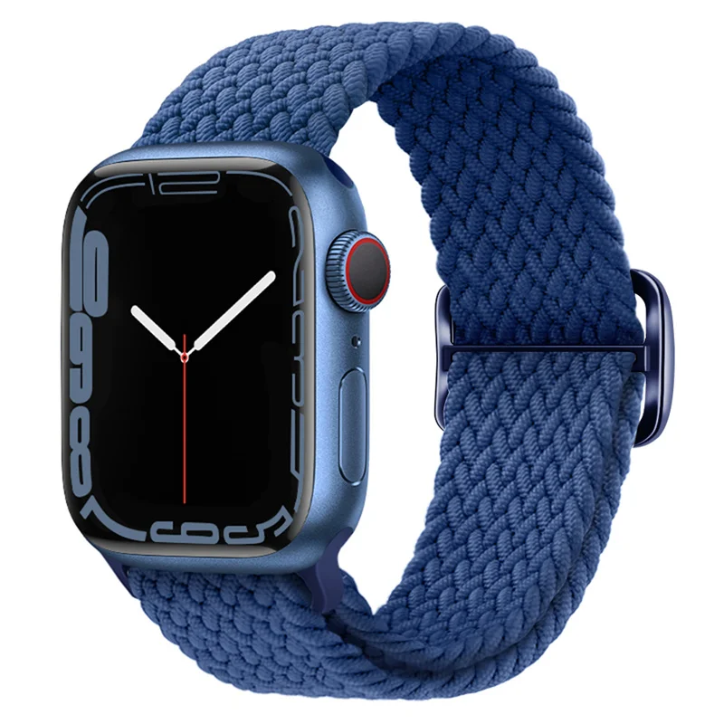 Bracelet à boucle tressée pour Apple Watch Band, Bracelet en nylon élastique, 44mm, 40mm, 49mm, 45mm, 41mm, 46mm, 42mm, iWatch Series 10, 9, 8, SE, 6, 7 Ultra: Blue pink / 12mm