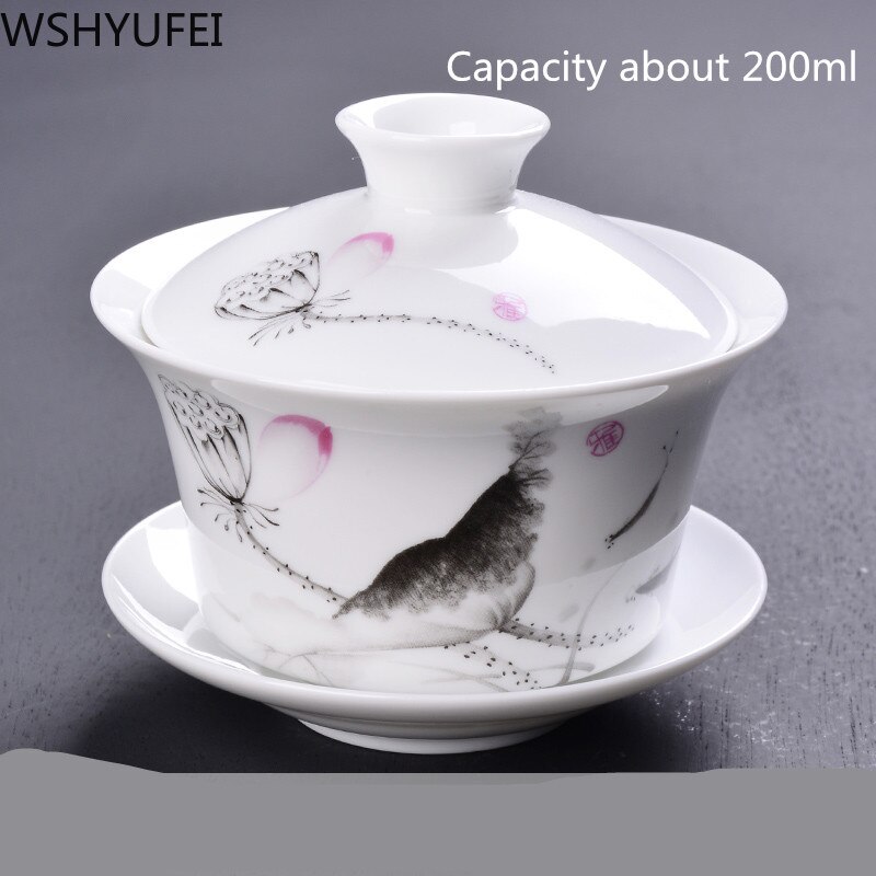 1PCS Ceramic Tea Bowl Blue and White Porcelain Tea Bowl Simple Household Tea Set Accessories WSHYUFEI