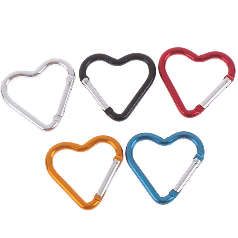 3pcs Portable Mini Fast Hanging Camping Aluminum Alloy Carabiner Sport Keychain Heart Shaped Clip Hiking Outdoor Gadgets