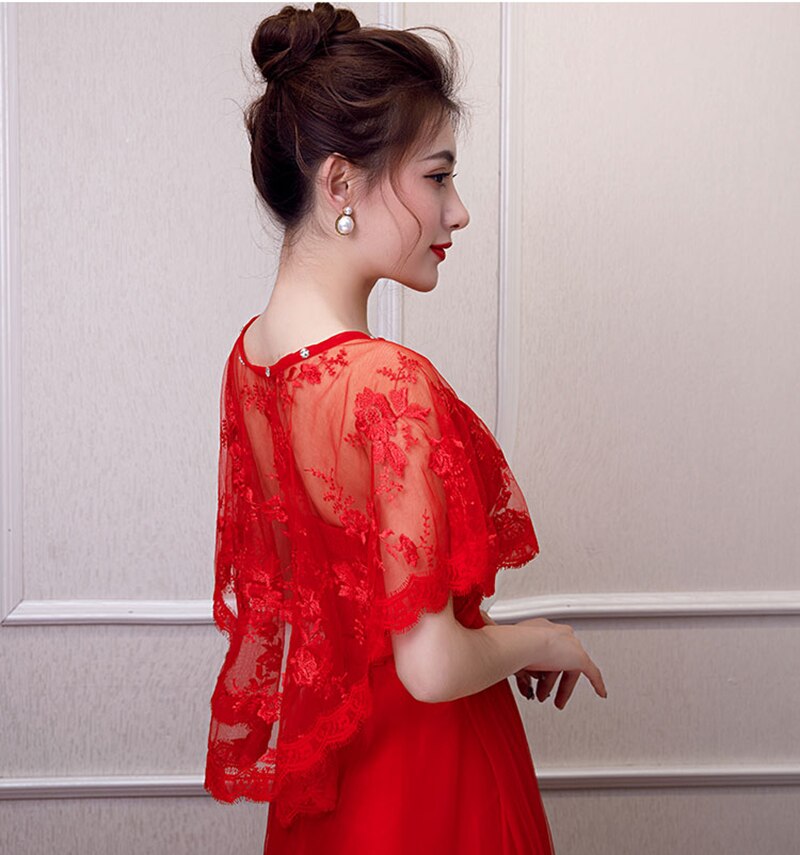 Women Wedding Floral Lace Wrap Shawl Prom Bolero Shrug High Low Bridal Cape