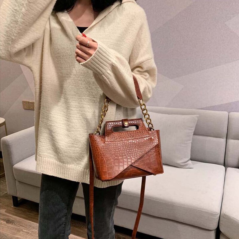 Alligator Women Shoulder Bags Handbags Luxury Pu Leather Chains Female Crossbody Bag Small Flap Lady Purse