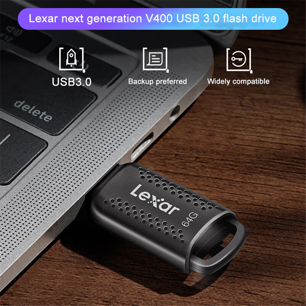 Lexar Original Pen Drive V400 USB 3.0 High Speed Flash Drive 32GB 64GB 128GB 256GB Key JumpDrive 100MB/S Memory Stick for PC/Mac