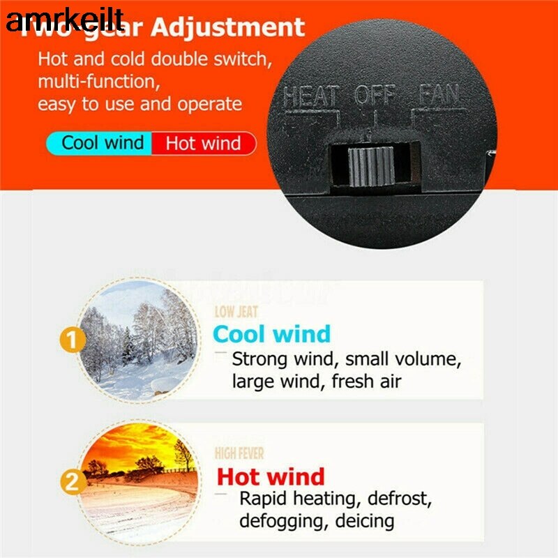 12V Auto Fan Heater Ontdooier Koeler Droger Voorruitverluchting Outlet Koud Wind Auto Draagbare Verwarming Ventilator 500W