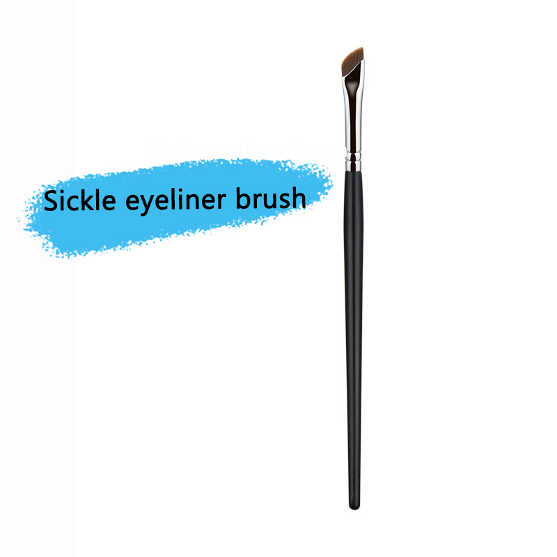 Eyeliner-Pinsel mit abgewinkelter Klinge, dünner Augenbrauenpinsel, Sichel-Eyeliner, flüssiges Gel, Eyeliner-Pinsel, dünner abgewinkelter Eyeliner, machen-hoch-Werkzeug: Schwarz