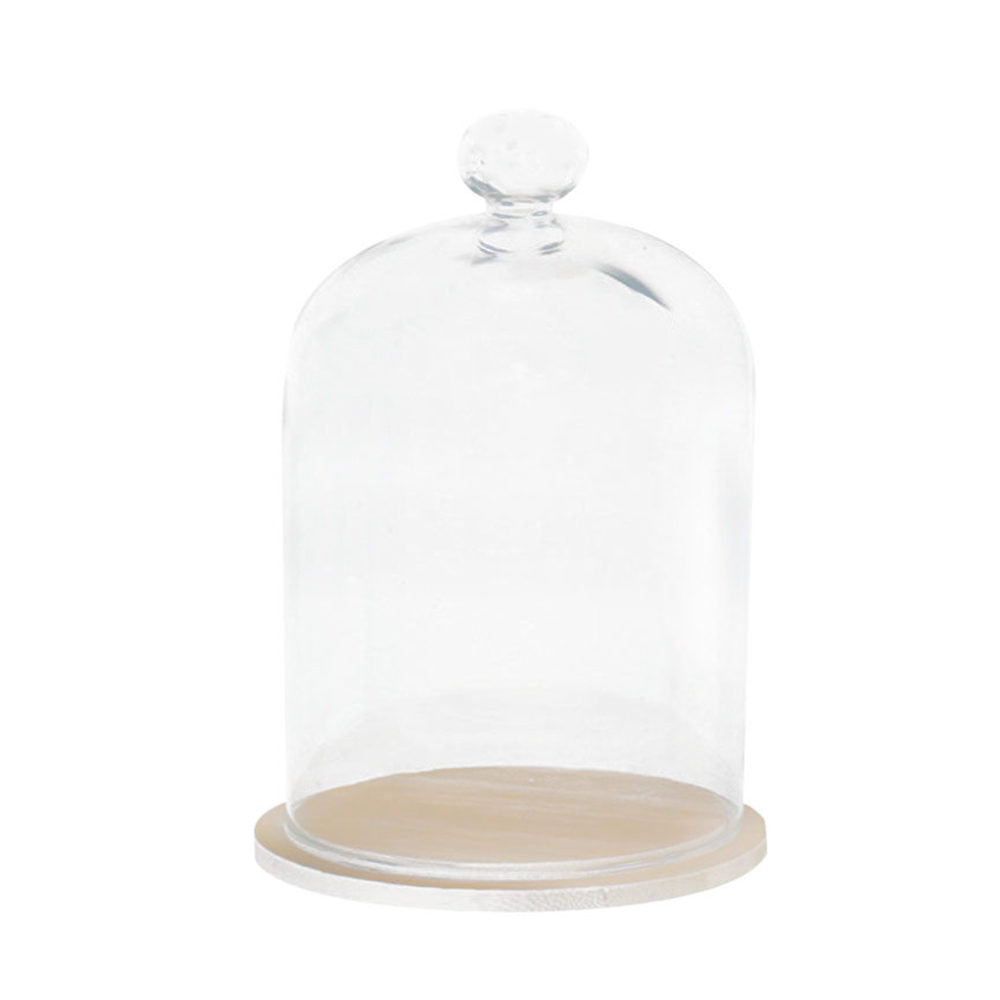Vases clairs verre fleur affichage Cloche Cloche pot dôme immortel conservation avec Base en bois fleur verre couverture décor à la maison: WHITE