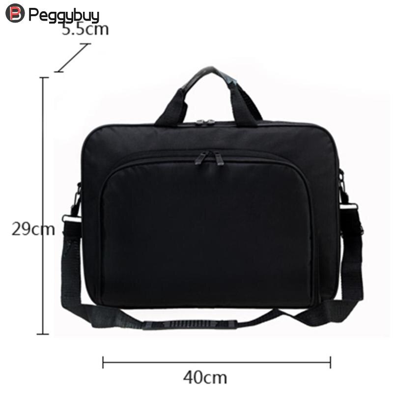 Negócios portátil unisex bolsas de computador de náilon zíper ombro portátil simples sacos maleta preto