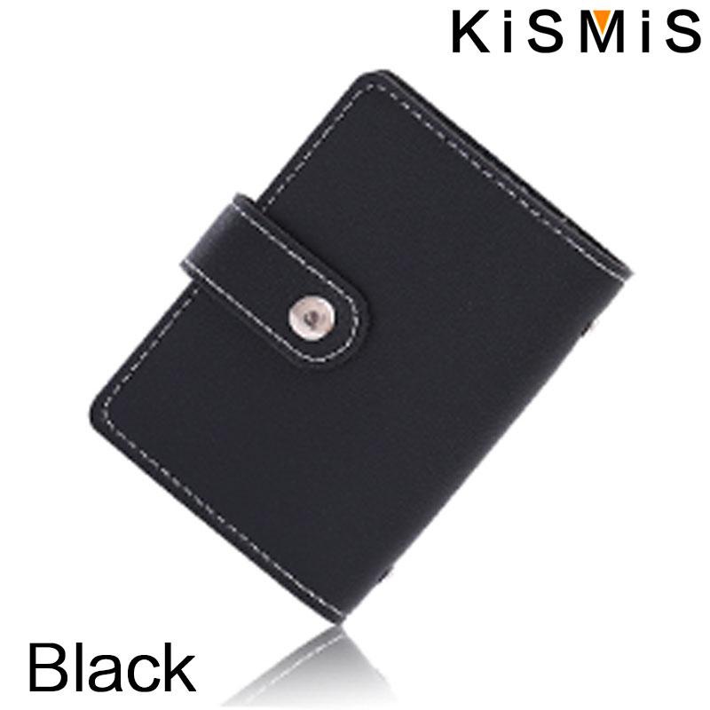 KISMIS 1 PC femmes hommes en cuir 26 fentes ID porte-cartes de crédit RFID blocage portefeuille étui sac de poche: Black
