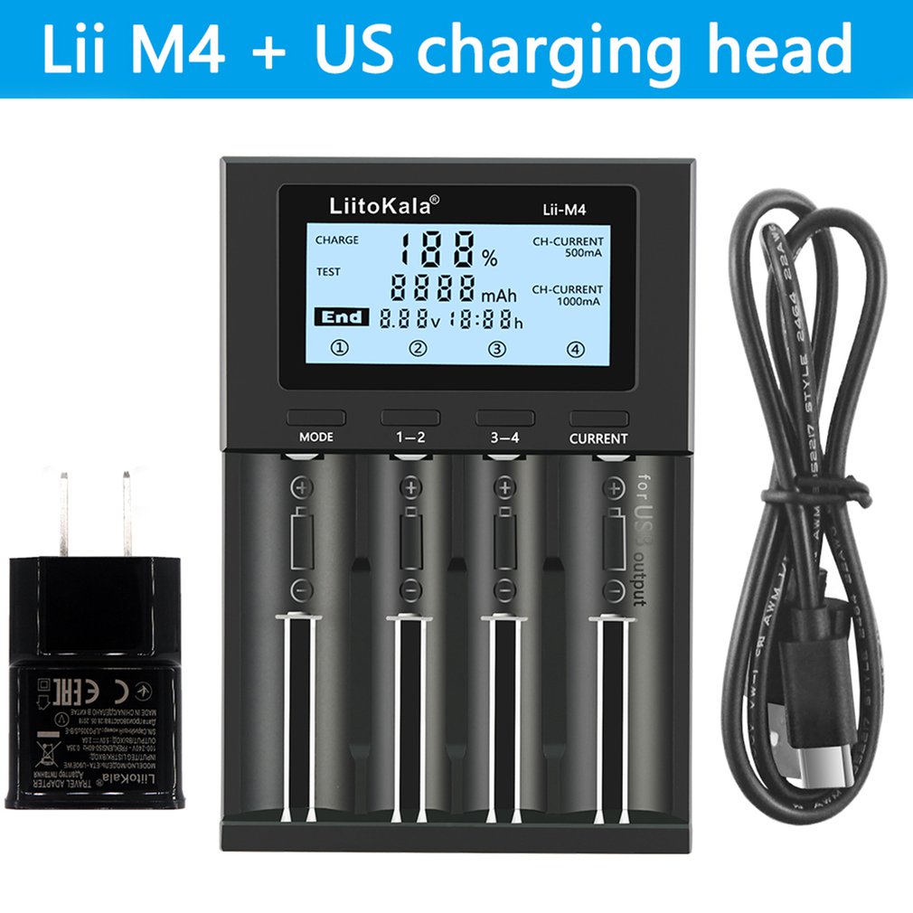 Liitokala Lii-M4 18650/26660 5V Type C Smart Universal Battery Charger Detecteerbaar Capaciteit Batterij Oplader Met Screen T