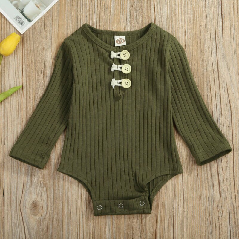 Baby Girl Boy Unisex Newborn Long Sleeve Solid Romper Jumpsuit Bodysuit One-pieces Clothes Soft Cotton Suit Winter