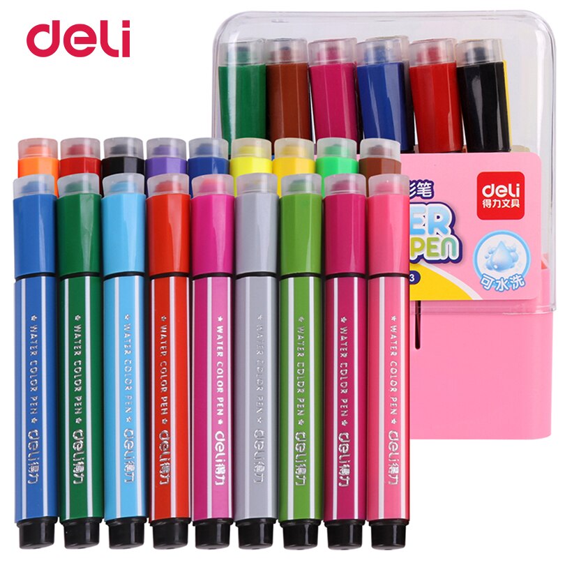 Deli Schilderen Stempel Water Kleur Pennen 12 Kleuren/Set Schilderen Leveringen Aquarel Briefpapier Markers Voor Schets Kunstenaar Briefpapier