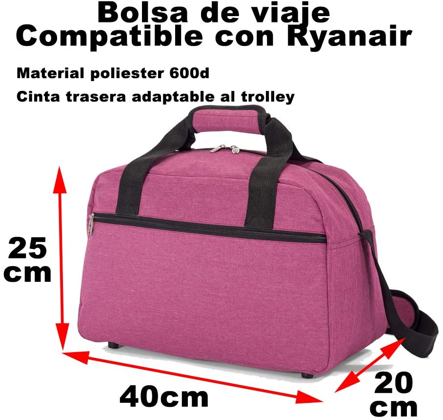 Bolsa de Viaje Cabina 40x25x20 cm Maleta de viaje Tamaño Equipaje de Mano Ryanair Vueling Easyjet Low Cost
