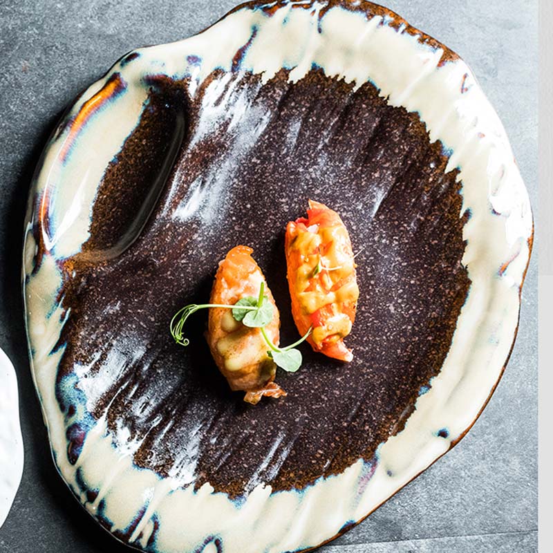 Japanese-style ceramic Dan-shaped plate Dinner plate Dumpling plate with vinegar plate Western-style plate Sushi plate