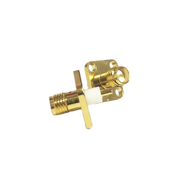 Conector conversor de modem coax 1 peça, novo embutido fêmea rf conector de flange com 4 buracos ponta de solda isolante reto longo 4mm banhada a ouro