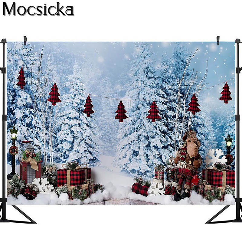 MOCSICKA noël hiver neige photographie décors flocon de neige pin décor photographique Studio Photo arrière-plans accessoires
