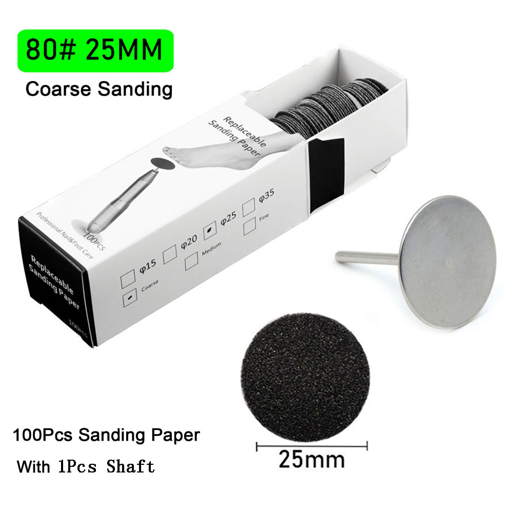 Papel de lija con boquilla de Metal para limas de pies, herramienta para quitar callos de piel muerta, herramienta de pedicura para cutículas, juego de papel de lija, 100 Uds.: YELLOW