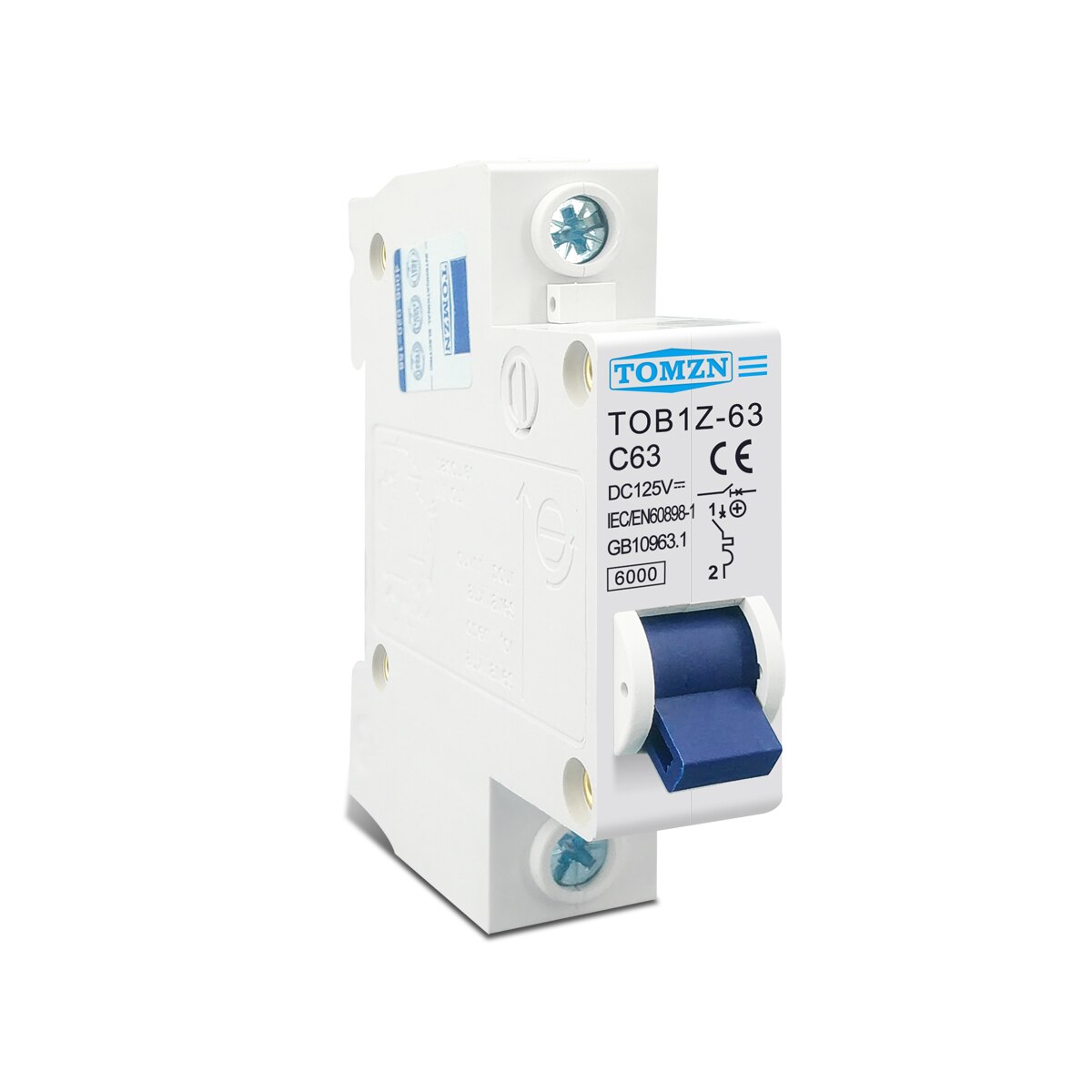 Dc mcb 6ka 1p 125v miniafbryder 3a 6a 10a 16a 20a 25a 32a 40a 50a 63a