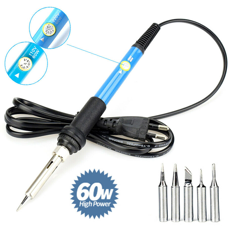 60W Temperatura Regolabile Saldatura Elettrica Ferro kit + 5pz Consigli Pinzette Portatile Del Supporto Del Basamento di Saldatura di Riparazione Utensili elettrici impostato