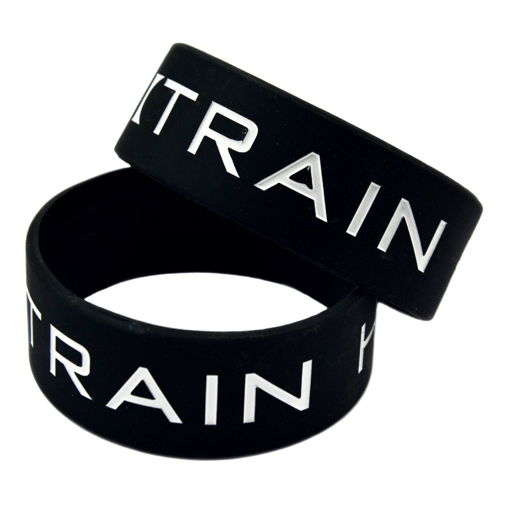 1PC Train Hard Motivational Silicone Wristband 1 Inch Wide Black