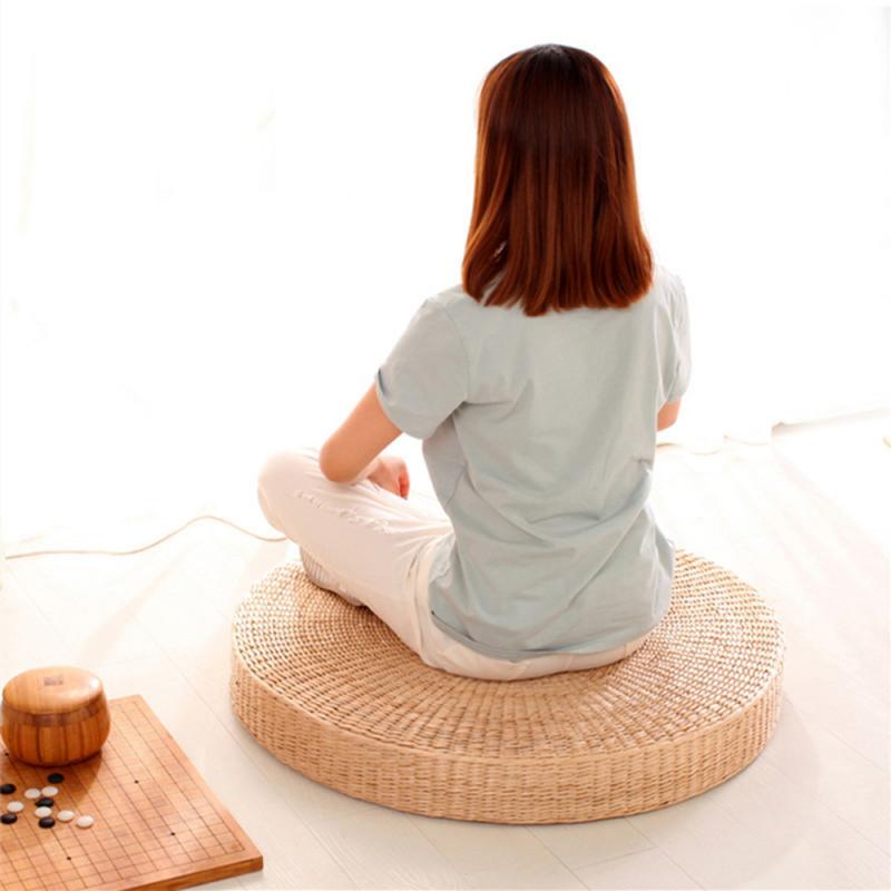 40Cm Natuurlijke Stro Ronde Poef Tatami Vloer Kussen Zitkussen Stro Meditatie Verdikking Zachte Yoga Mat Thuis Gereedschap