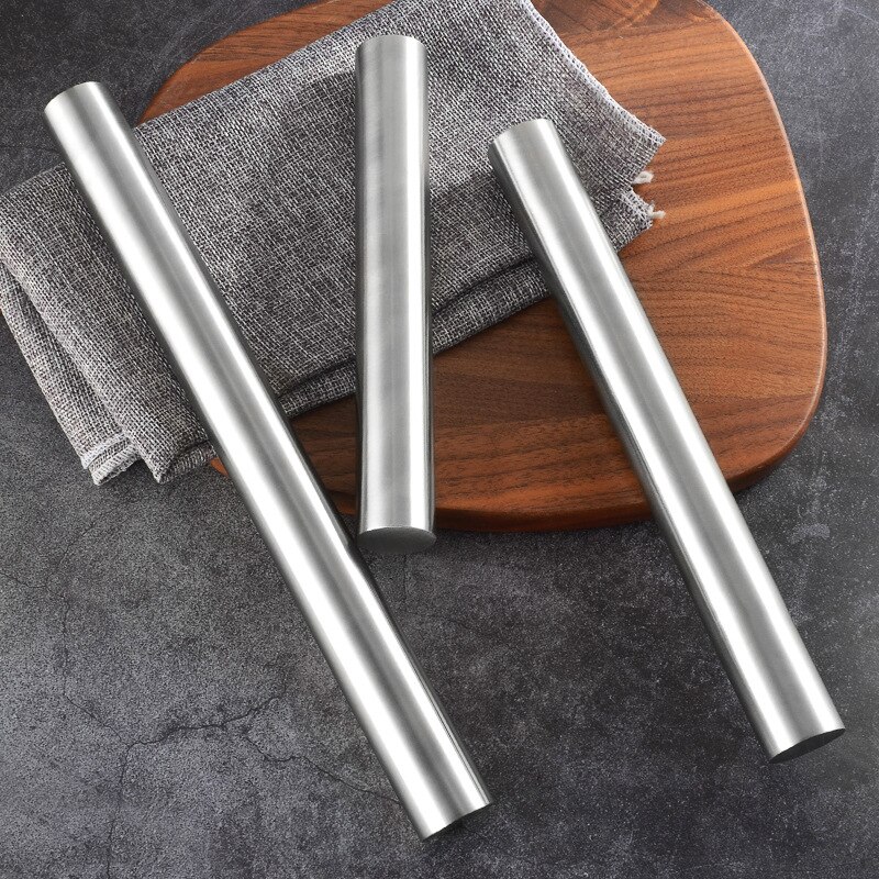 Non-stick Rolling Pin Stainless Steel Handle Dough Roller Bake Cake Pizza Dumpling Pastry Accessories Household Kitchen Gadges