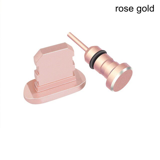 Anti Dust Plug Mobile Phone Charging Port Plug+3.5mm Earphone Jack Port Plug For Apple iPhone X XR XS XS Max 8 7 6S 6 Plus 5 SE: Rose  Gold