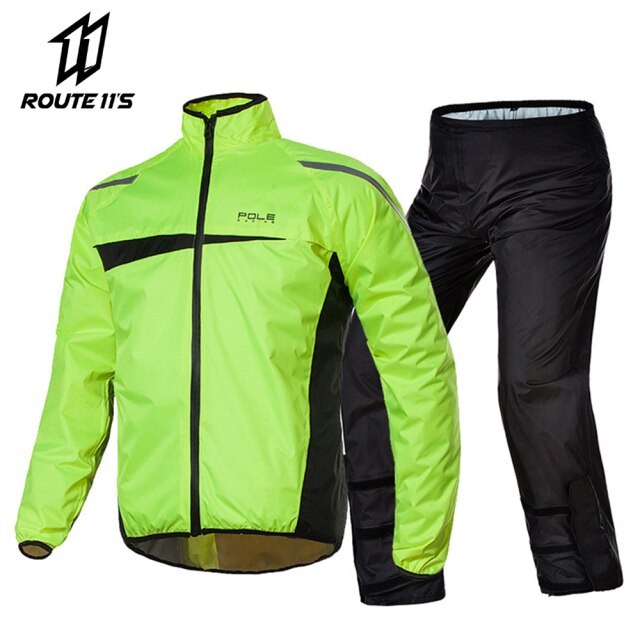 Waterproof Motorcycle Raincoat +Rain Pants Poncho Motorcycle Rain Suit Moto Rain Jacket Riding Motorbike Rain Coat: AR820 Green / M