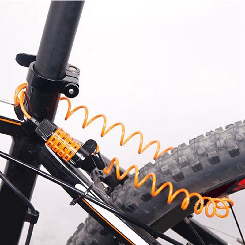 Bicycle Combination Lock Portable 4 Digits MTB Road Bike Lock Codes Changeable Compact 1.2M Cable Zinc Alloy Body