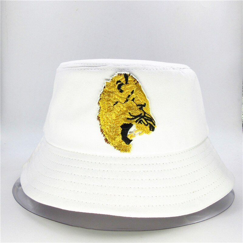 Lion animal embroidery cotton Bucket Hat Fisherman Hat outdoor travel hat Sun Cap Hats for kid men Women 200