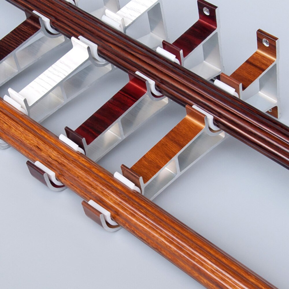 2PCS Curtain Fittings Aluminum Alloy Double Bracket Fish Type Double Code Curtain Rod Bracket