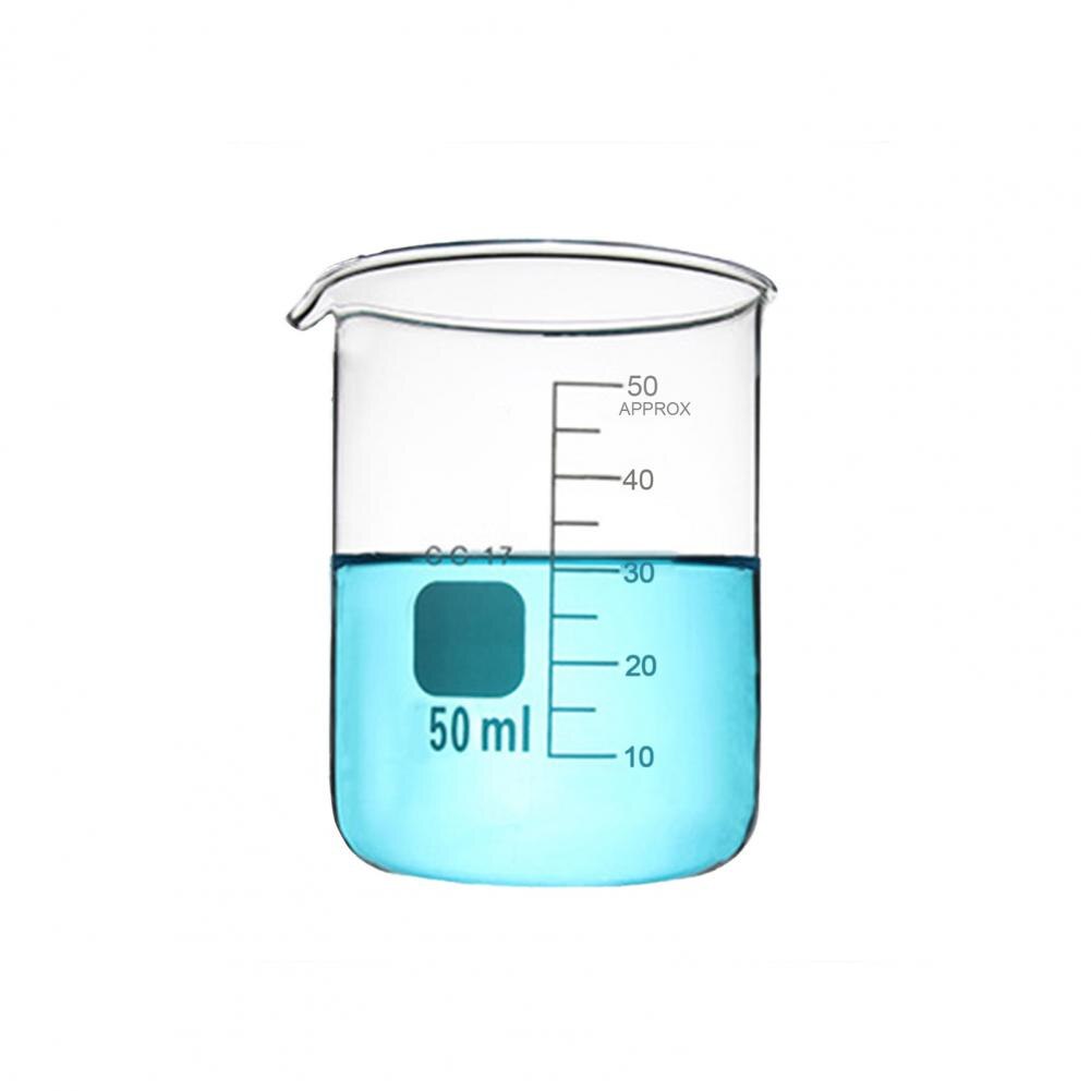 Transparent Heat Resistant Glass Beaker Scale Thicken Measuring Cup for Lab: 50ml