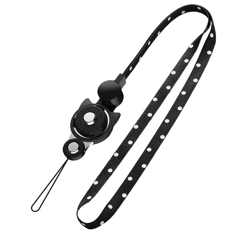 Kawaii Lanyard Riem Voor Telefoon Leuke Kat Vinger Ring Lanyard Voor Mobiele Telefoon Neck Touw Smartphone Accessoires: Black with point