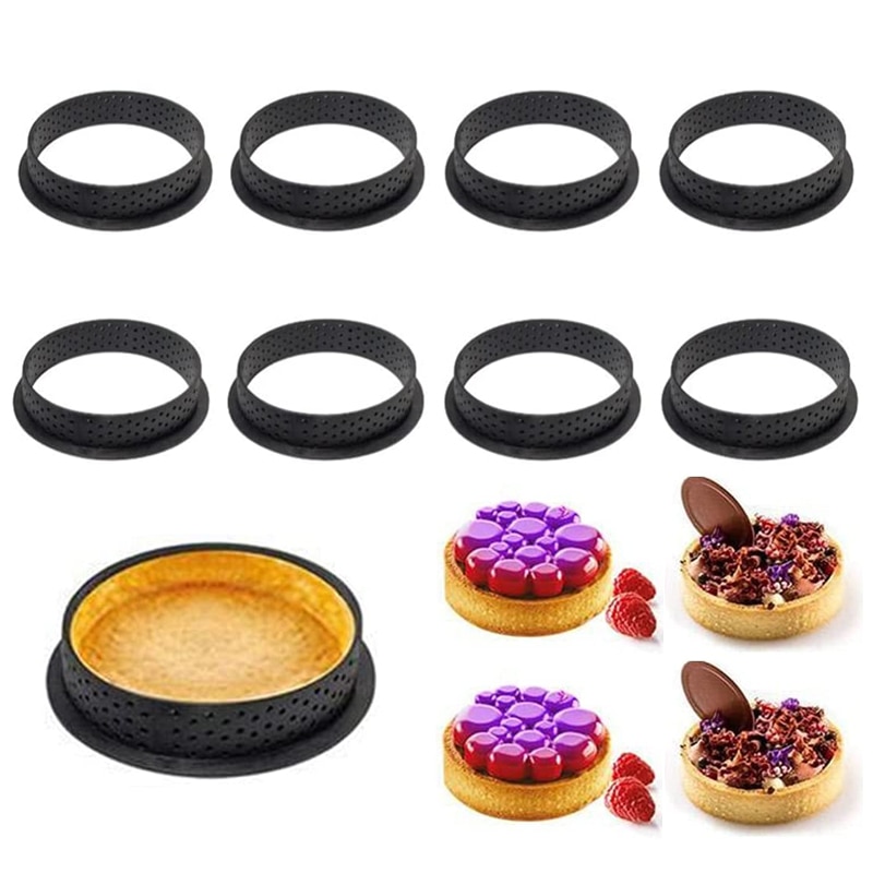 6/8Pcs Mousse Circle Cutter Decorating Tool French Dessert DIY Cake Mold Perforated Ring Non Stick Bakeware Tart