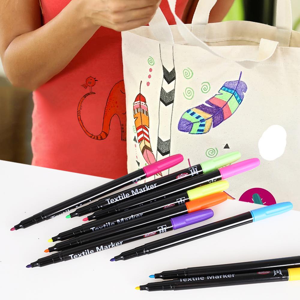20 Colors Textile Marker Non Toxic Fabric Pen Permanent and Washable T-Shirt Marker
