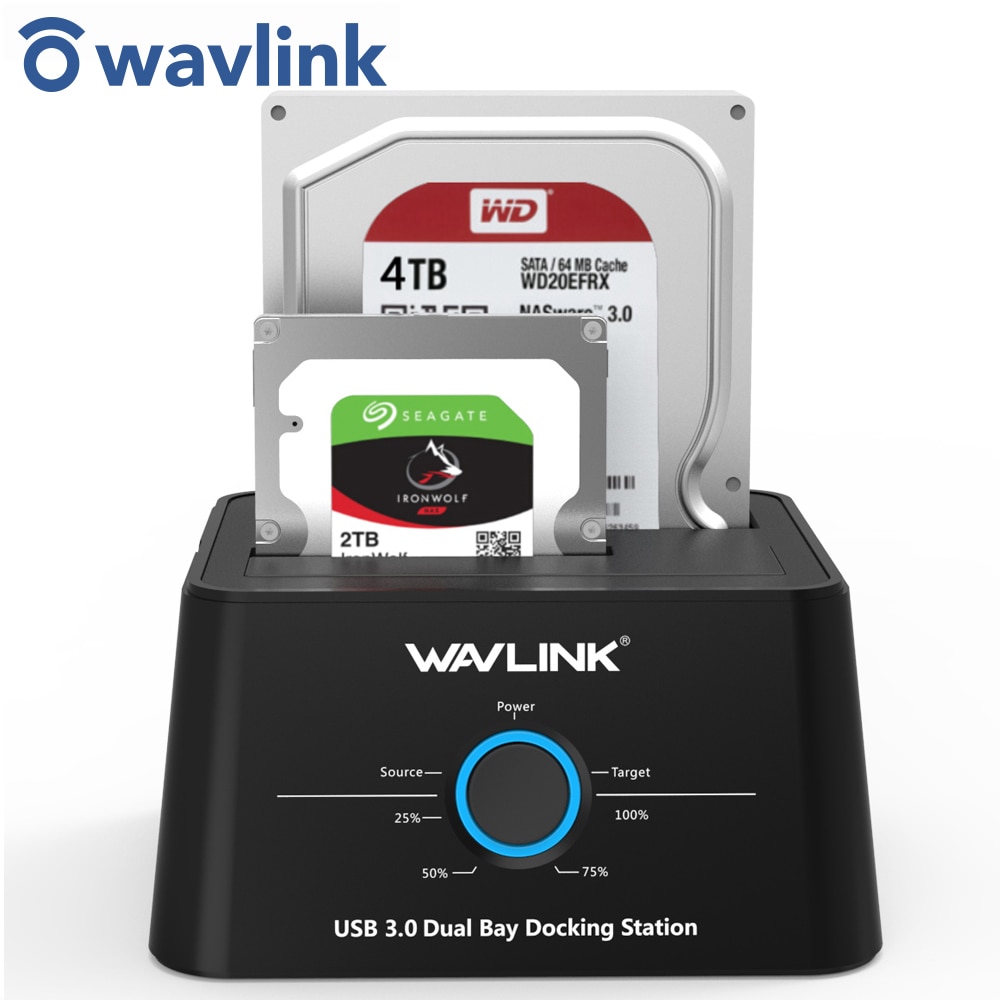 Wavlink 2.5 "3.5" Usb 3.0 Sata Externe Harde Schijf Docking Station Dual Bay Externe Harde Schijf Behuizing Voor 2*8 Tb Hdd Ssd Case