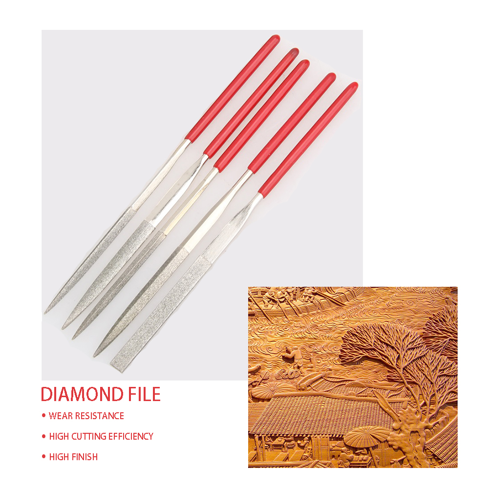 Kits de herramientas para tallado de madera, 5 uds., conjunto de agujas de diamantes, Pulido de metales de archivos manuales, bricolaje, artesanía, herramientas de carpintería