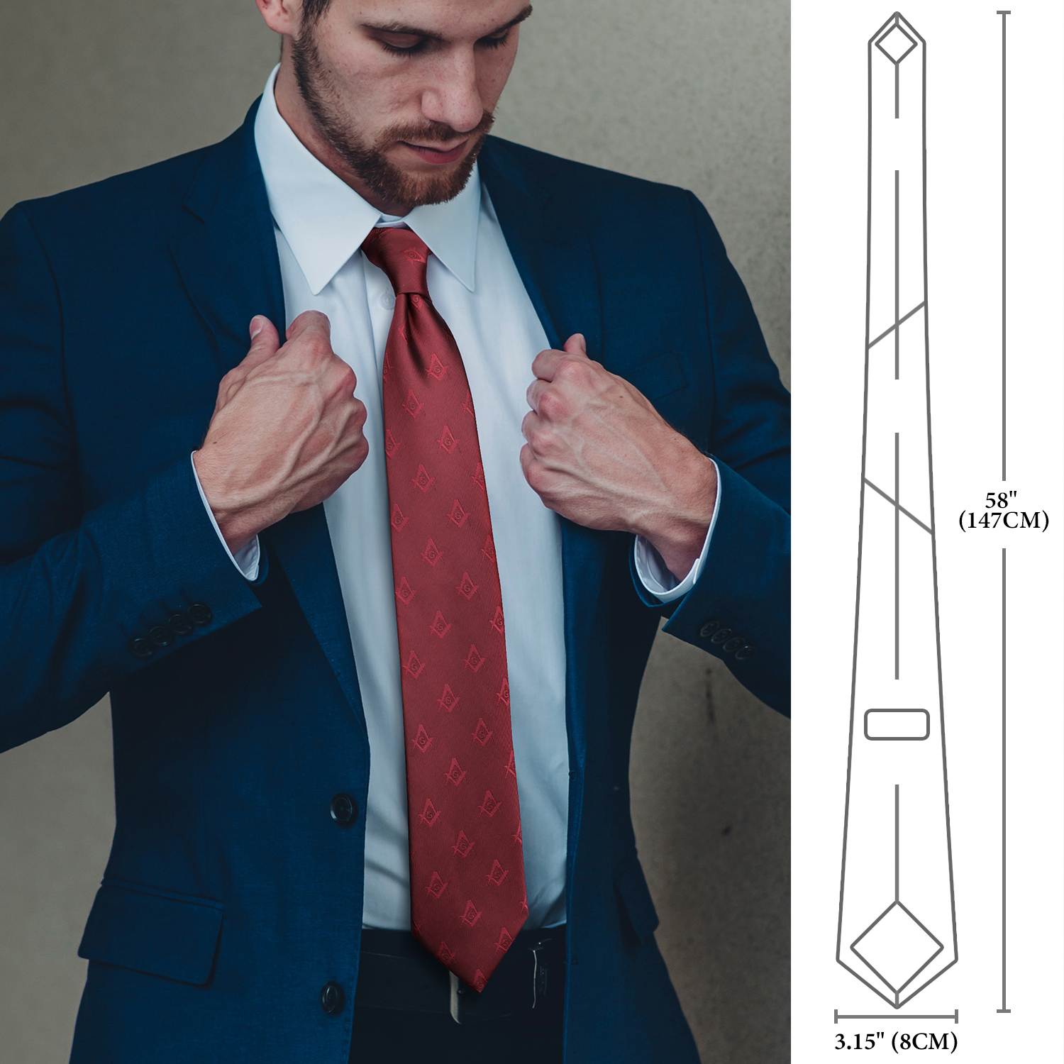 HAWSON Cravates maçonniques pour hommes, pour hommes, cravates ultrasoniques pour membres de la franc-maçon