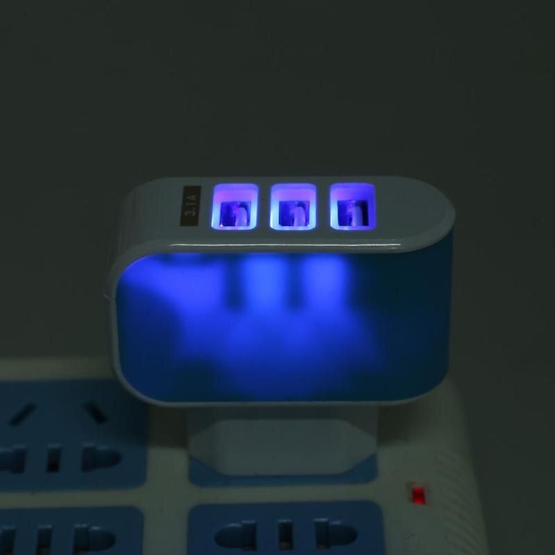 EU Plug 5V 2A USB Charger Adapter 100-240V 3 USB Hub Port Power Supply Charging Plug Socket for Travel Charge EU Standard Plug