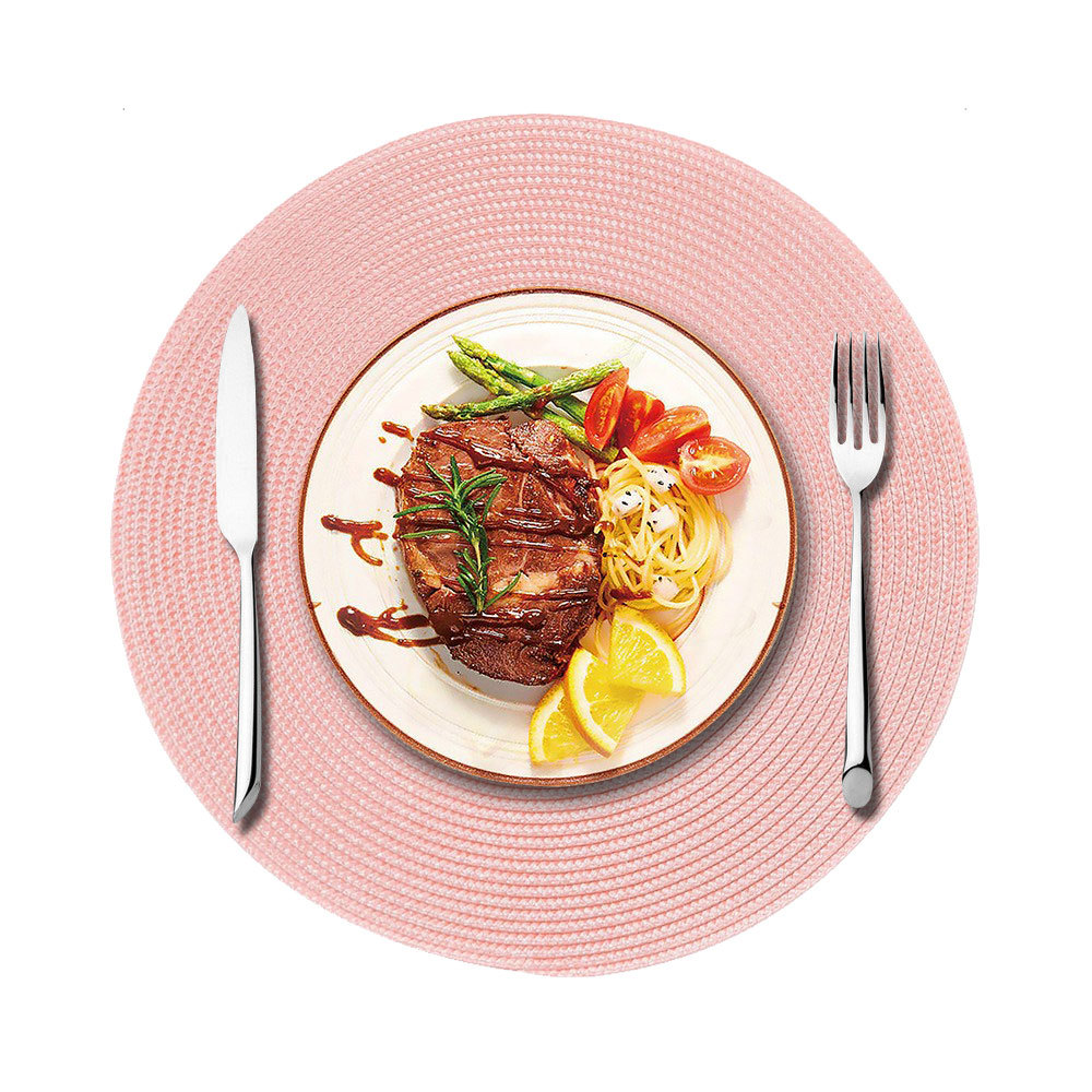 Mantel Individual redondo de 38cm para el hogar, tapete aislante de PP para mesa de comedor, tapete de comedor tejido biodegradable para cocina, mesa de comedor de Navidad, decoración de: Multicolor