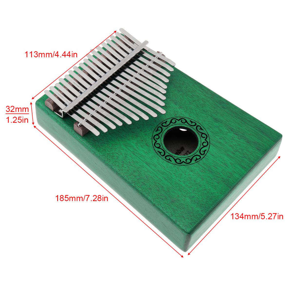 17 klucz zielony Kalimba pojedyncza płyta mahoń palec kciuk fortepian Mbira mini klawiatura instrument muzyczny z kompletnymi akcesoriami