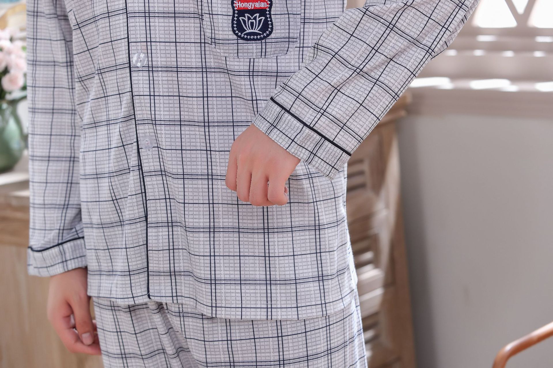 Miesten puuvillaset yöasut loungevaatteet miesten yöpaita housut ruudullinen talvi miehen pyjamat miehille 5 tyyliä iso koko miesten yöasut