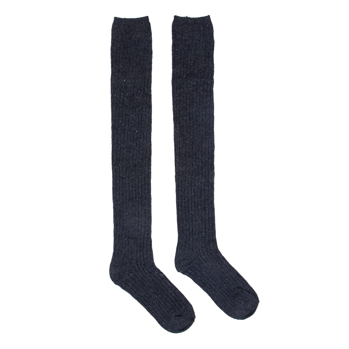 Medias largas y gruesas de algodón para mujer, mallas de lana suave tejidas por encima de la rodilla, largas, hasta el muslo, color negro, invierno, novedad: Gris oscuro