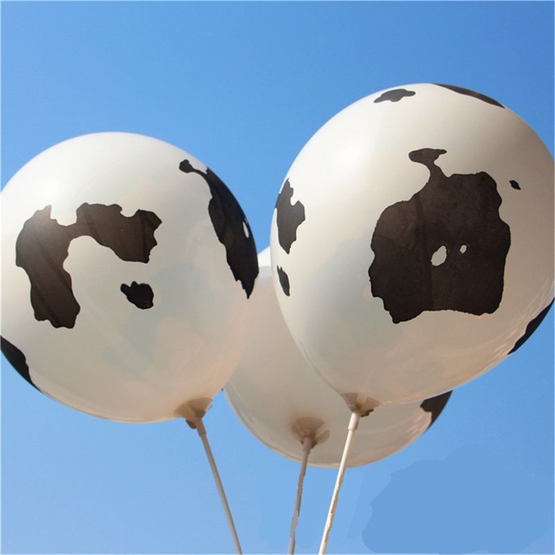 100Pcs 12’’ Funny Cow Print Latex Balloons Perfect for Children's Birthday Party Supplies Decoration L4MC