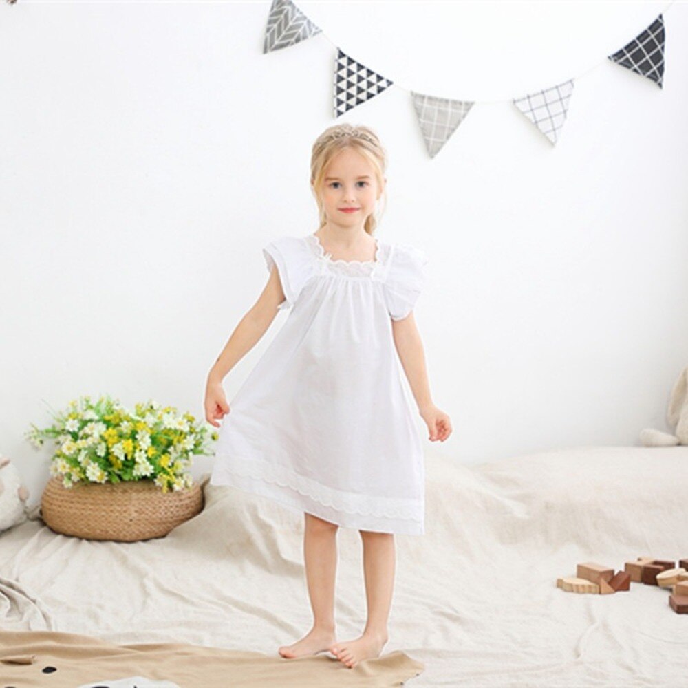 Camisón de manga corta para niñas, pijamas de estilo de corte, Tops bonitos de ocio, de princesa, de verano