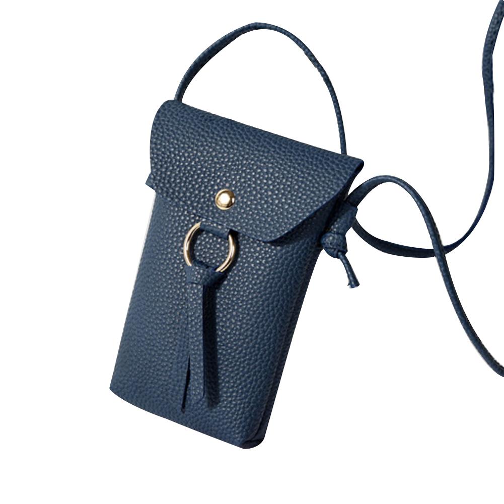 Square Vertical Phone Bag Women's Messenger Bag Multifunctional Sports Arm Single Shoulder Solid Hanging Neck Purse Mini Bag: Blue