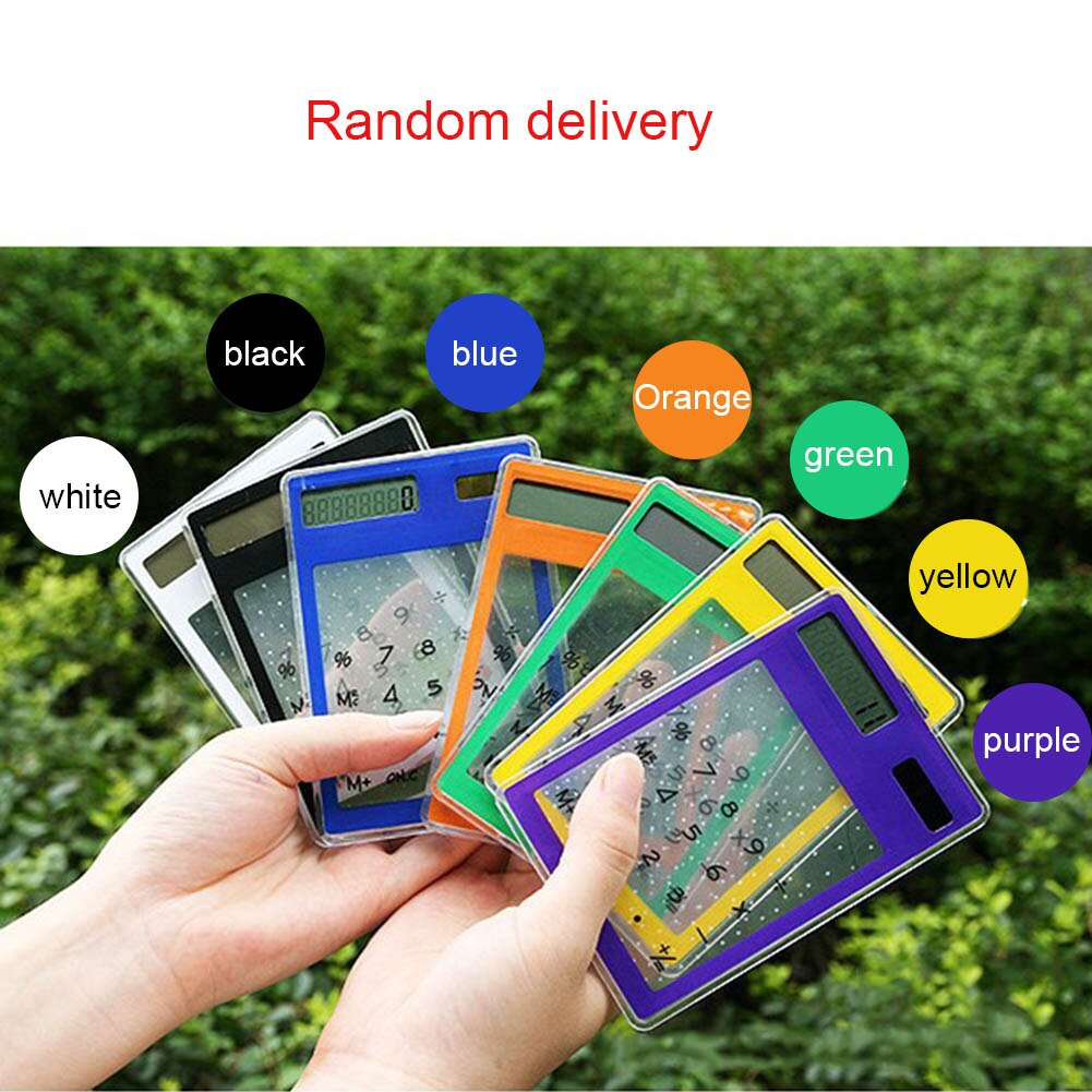Solar Ultra Slim Touchscreen LCD 8 Digit Electronic Transparent Calculator Home Office Use LHB99