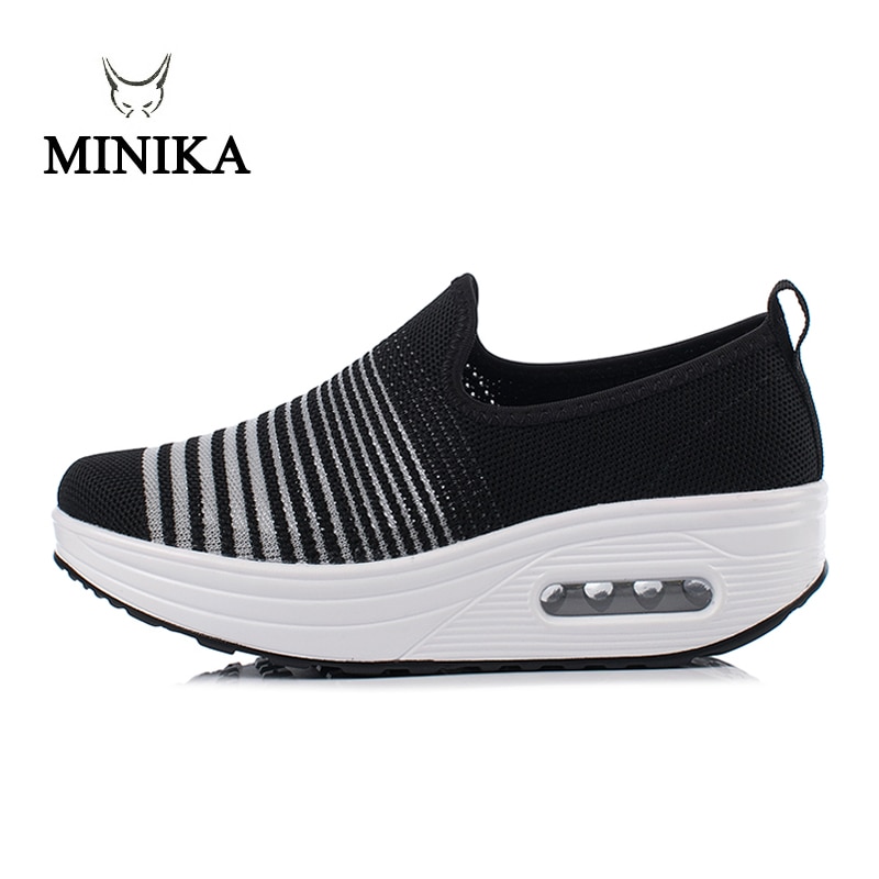 Wedge Shoes For Women Summer Hollow out Slip On Swing Shoes Women Sneakers Damping Casual Shoe Brand Minika Summer