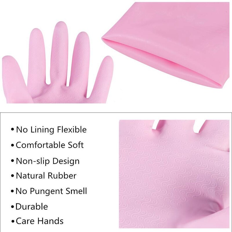 Rubber Handschoenen-Latex Keuken Schoonmaak Handschoenen Huishouden Waterdicht Afwassen Living Grote (3-Pack)